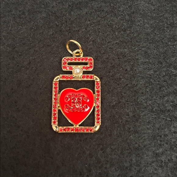 Authentic Chanel Replacement Zipper Pull, Red Rhinestone Perfume Bottle - Picture 2 of 5